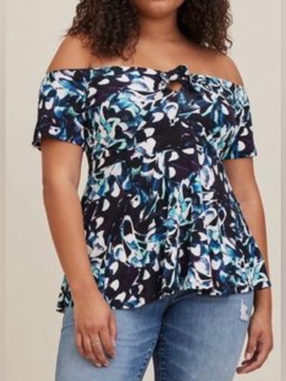 Torrid Babydoll Super Soft Tie-Front Off-Shoulder Top, sz 5X